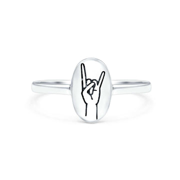 Rock & Roll Ring Oxidized Band Solid 925 Sterling Silver Thumb Ring (9.5mm)